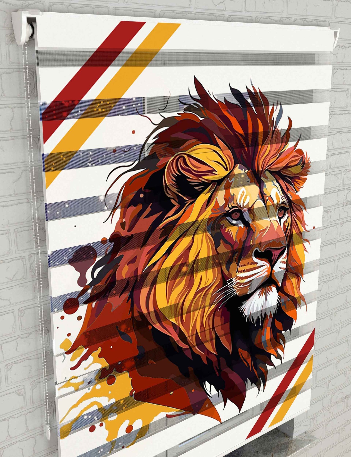Renkli Aslan Baskılı Zebra Perde - Erkek Çocuk Odası Perdesi - AD HOME Tekstil