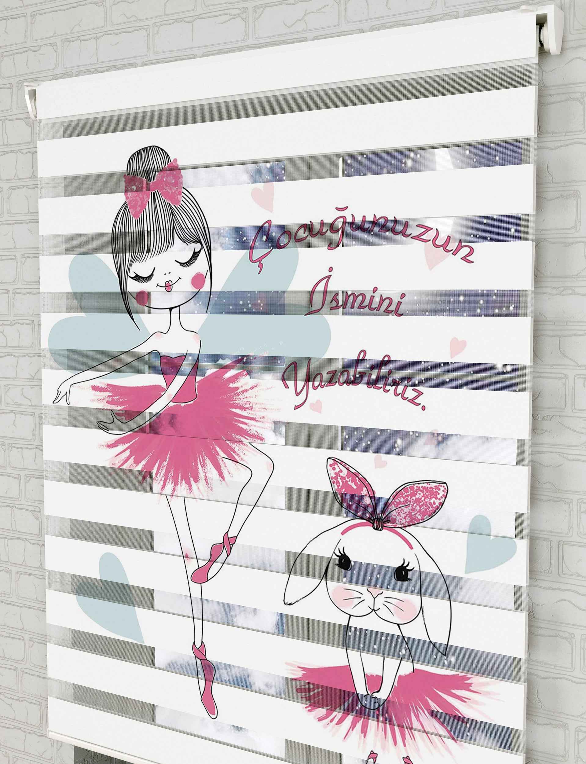 Balerin Tavşan Zebra Perde - Bebek Odası İçin Şık ve Fonksiyonel Seçim - AD HOME Tekstil