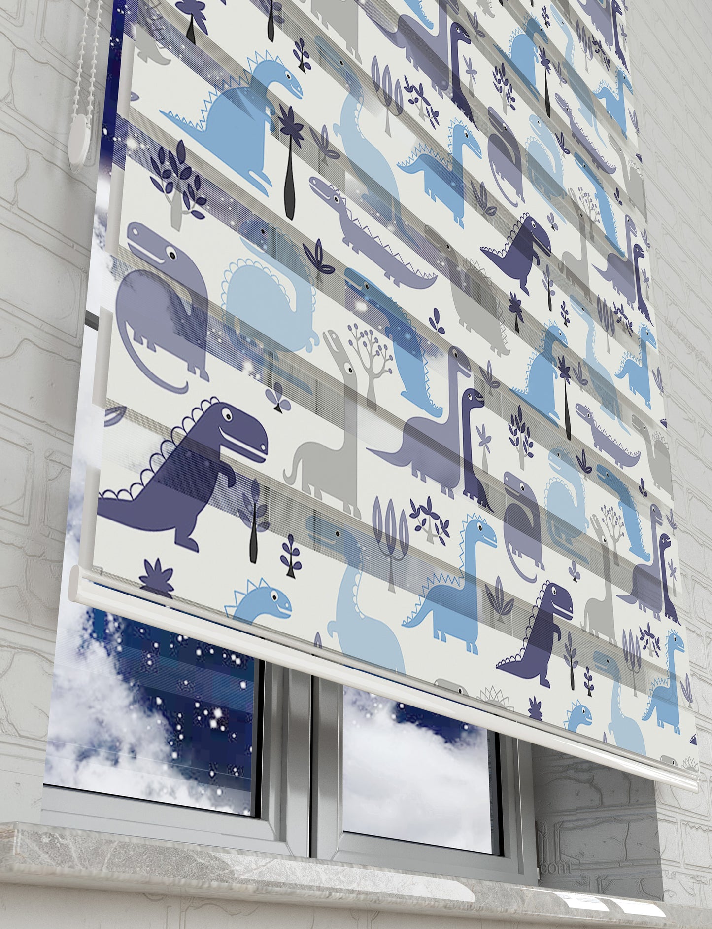 Dinazor Baskılı Zebra Perde - Çocuk Odası Perdesi - AD HOME Tekstil