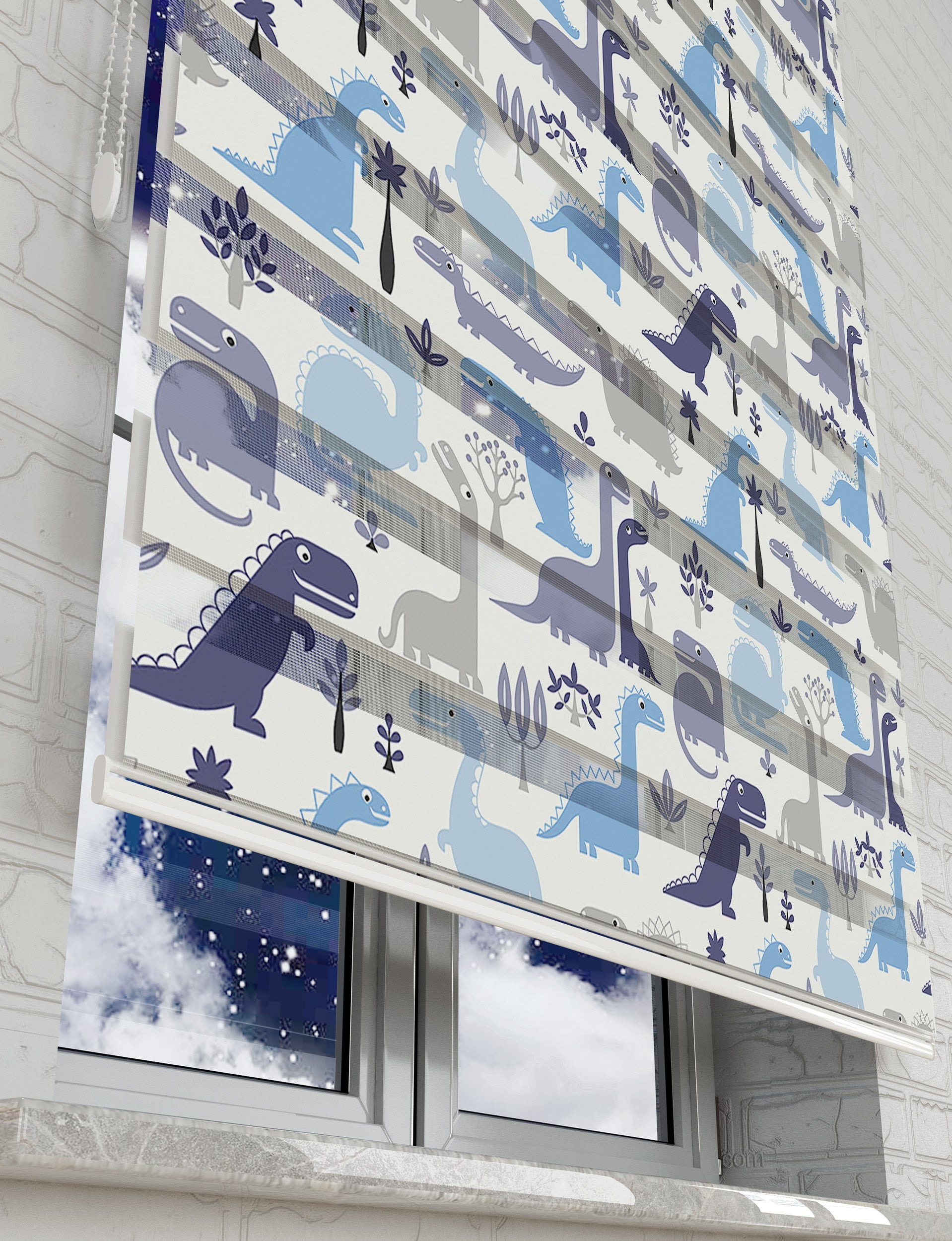 Dinazor Baskılı Zebra Perde - Çocuk Odası Perdesi - AD HOME Tekstil