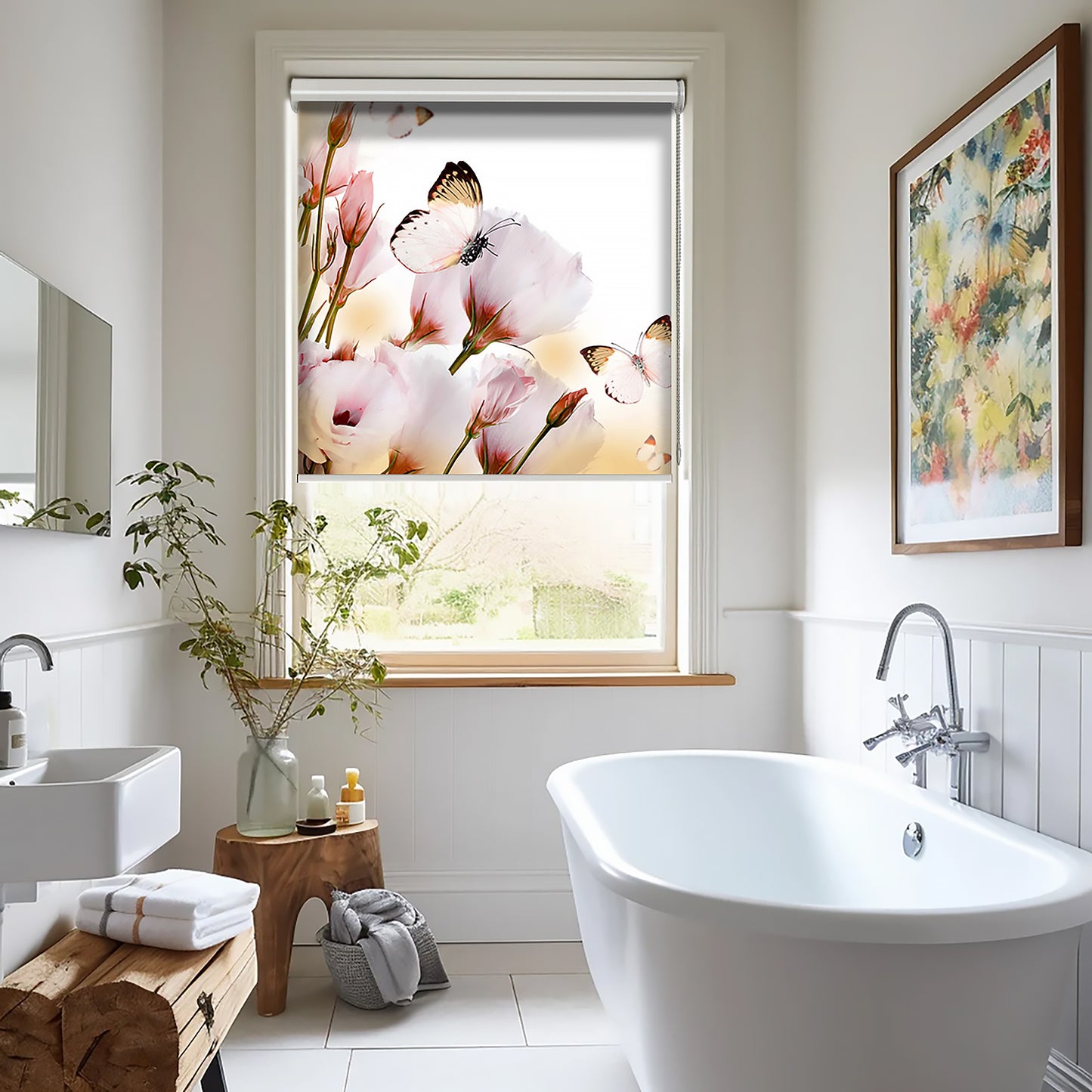 Kırmızı Kalpler Baskılı Stor Perde - Baskılı Güneşlik Perdesi - Bebek Odası Perdesi - AD HOME Tekstil