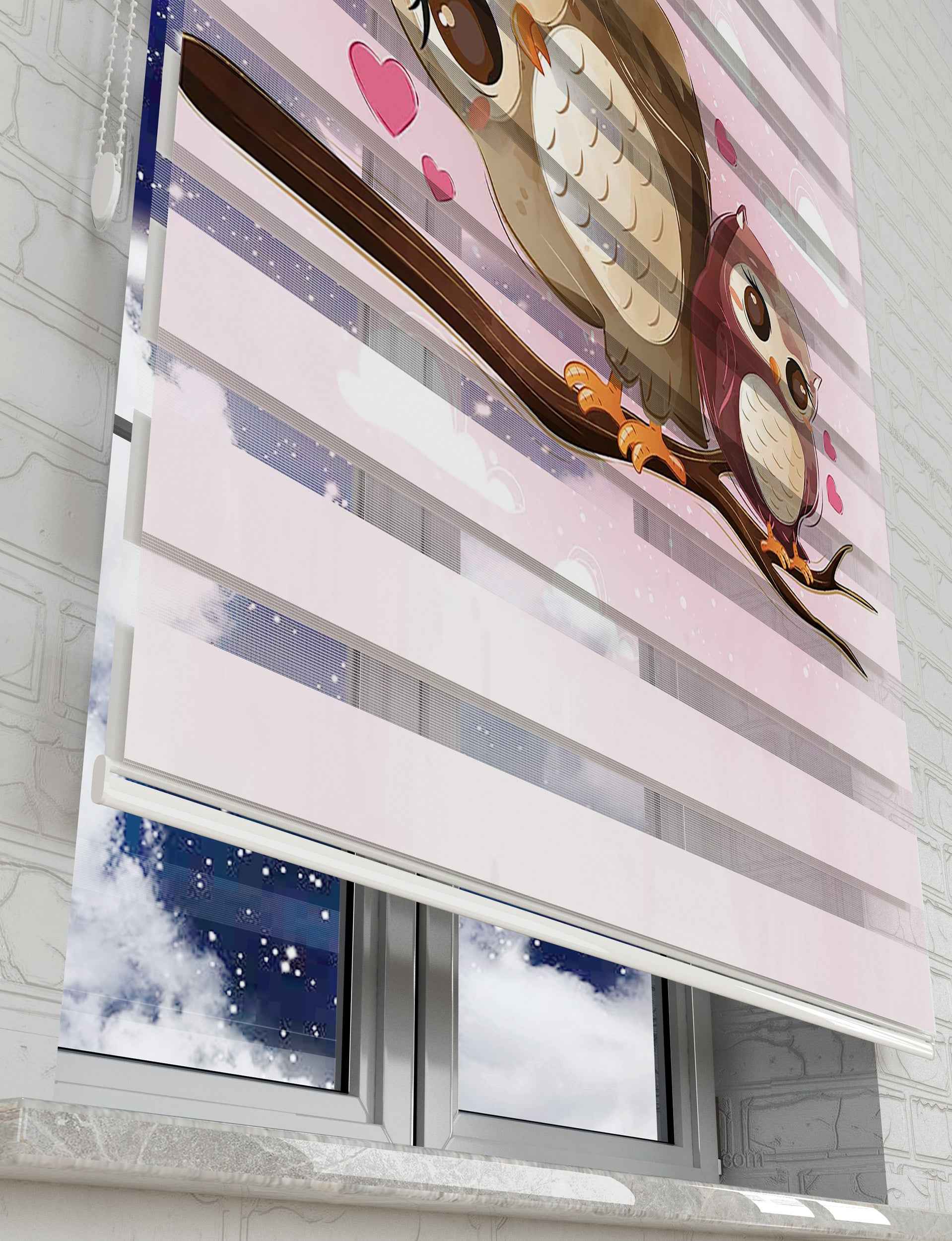 Baykuşlar Baskılı Zebra Perde -Bebek Odası Perdesi - AD HOME Tekstil