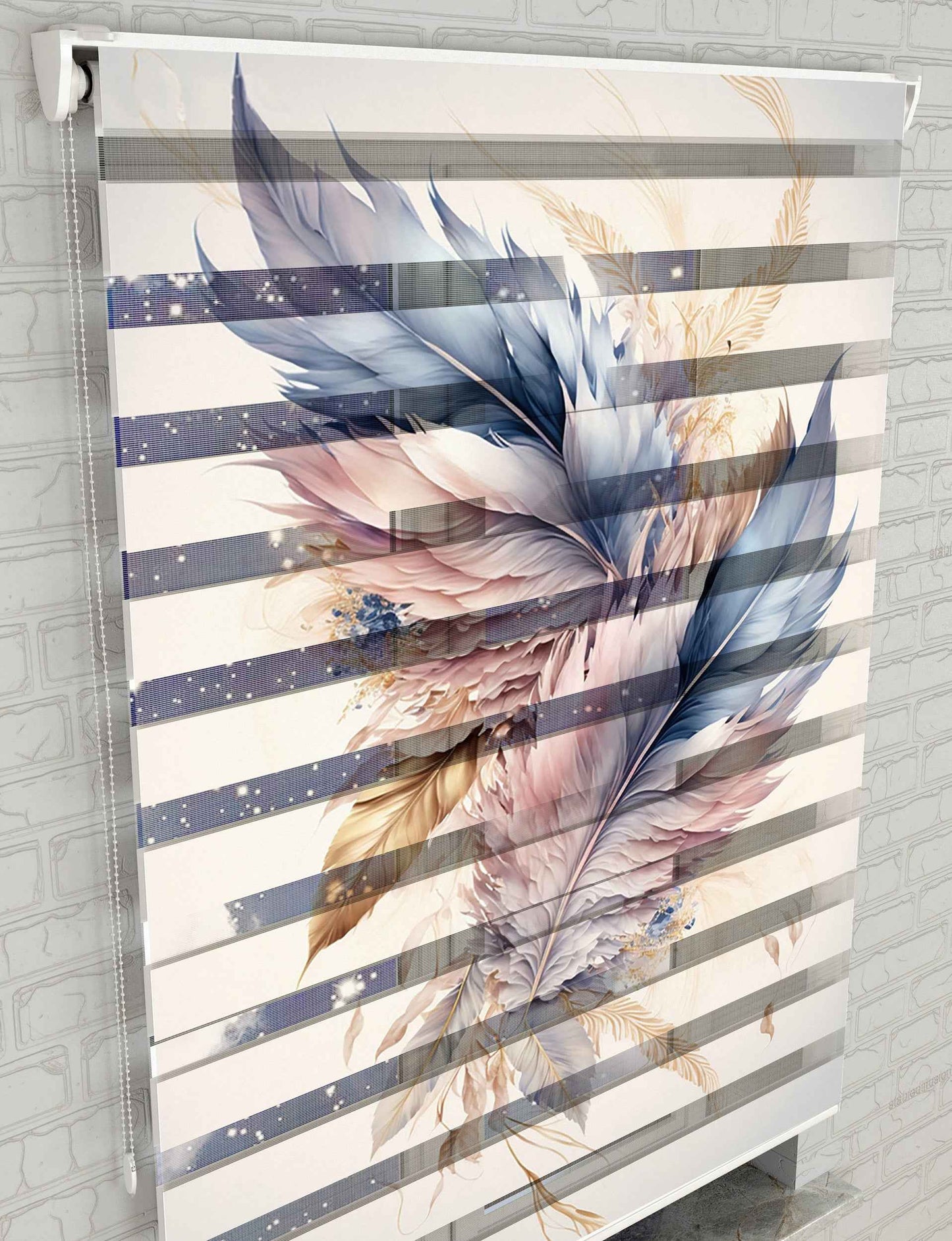 Renkli Tüyler Baskılı Zebra Perde - Salon Perdesi, Mutfak Perdesi - AD HOME Tekstil