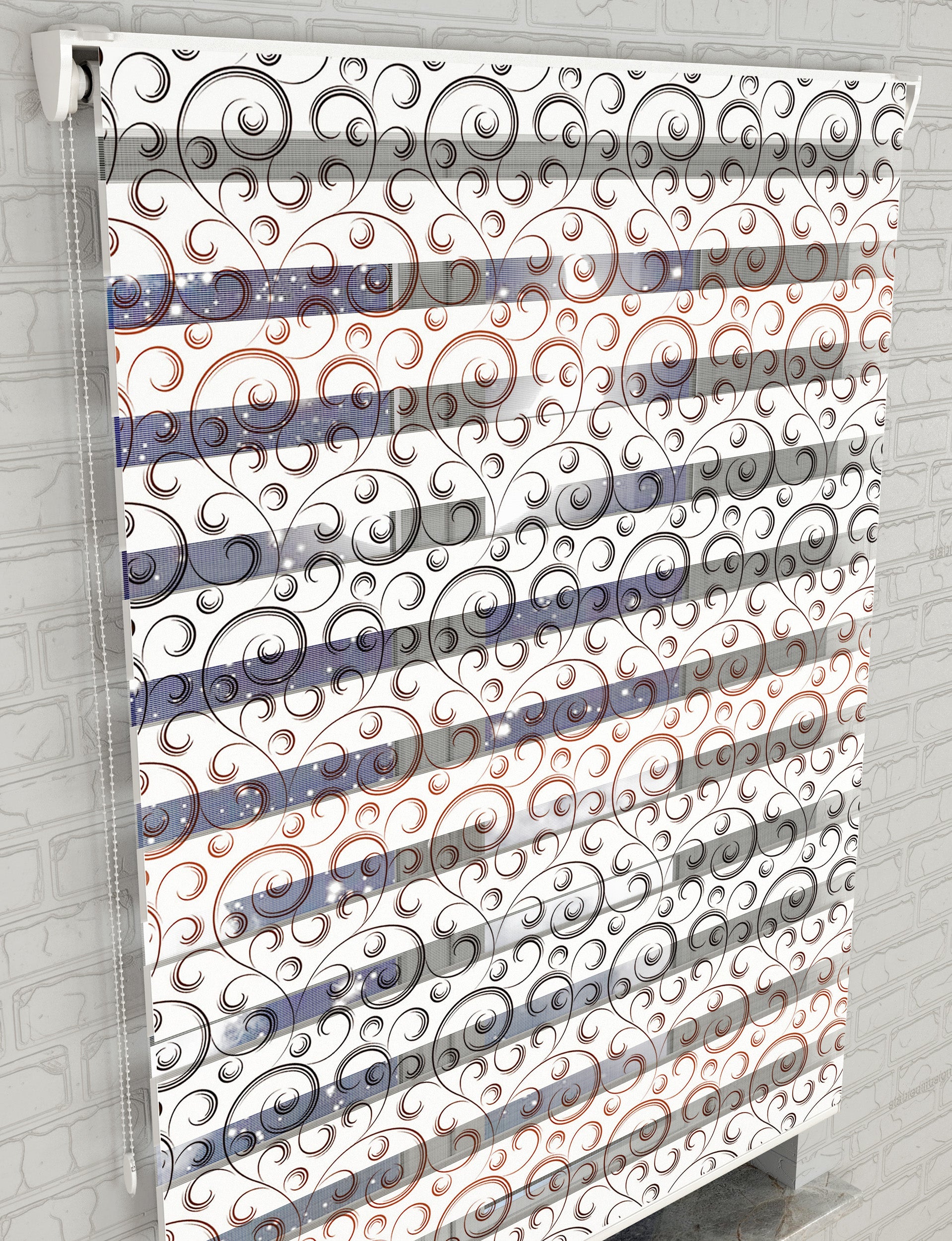 Geometrik Baskılı Zebra Perde -Salon Perdesi - AD HOME Tekstil