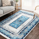 Mavi Eskitme Motifli Kilim Desenli Vintage Salon Halısı