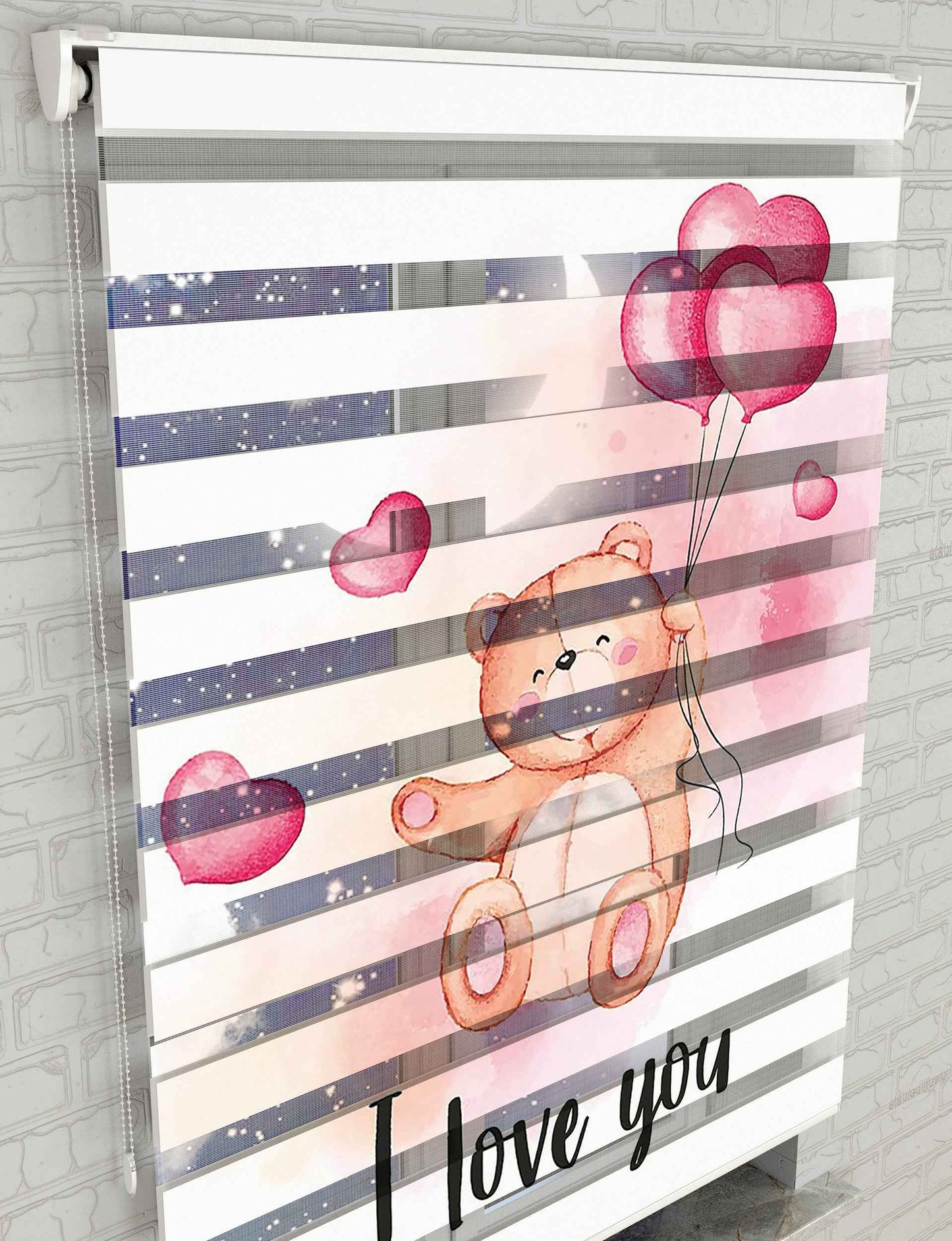 Uçan Ayıcık Baskılı Zebra Perde -Bebek Odası Perdesi - AD HOME Tekstil