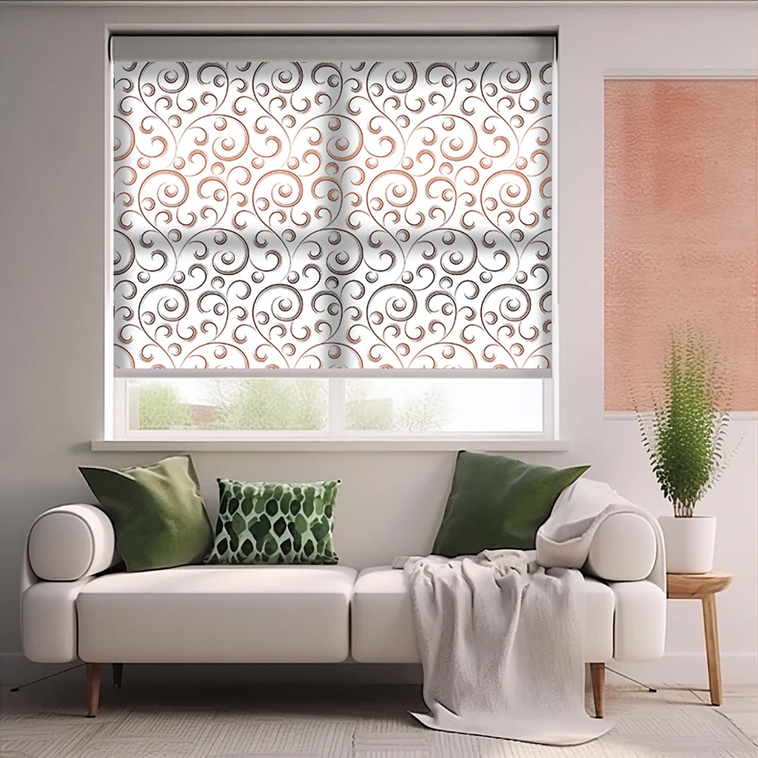 Geometrik Baskılı Stor Perde - Baskılı Güneşlik Perdesi - Salon Perdesi