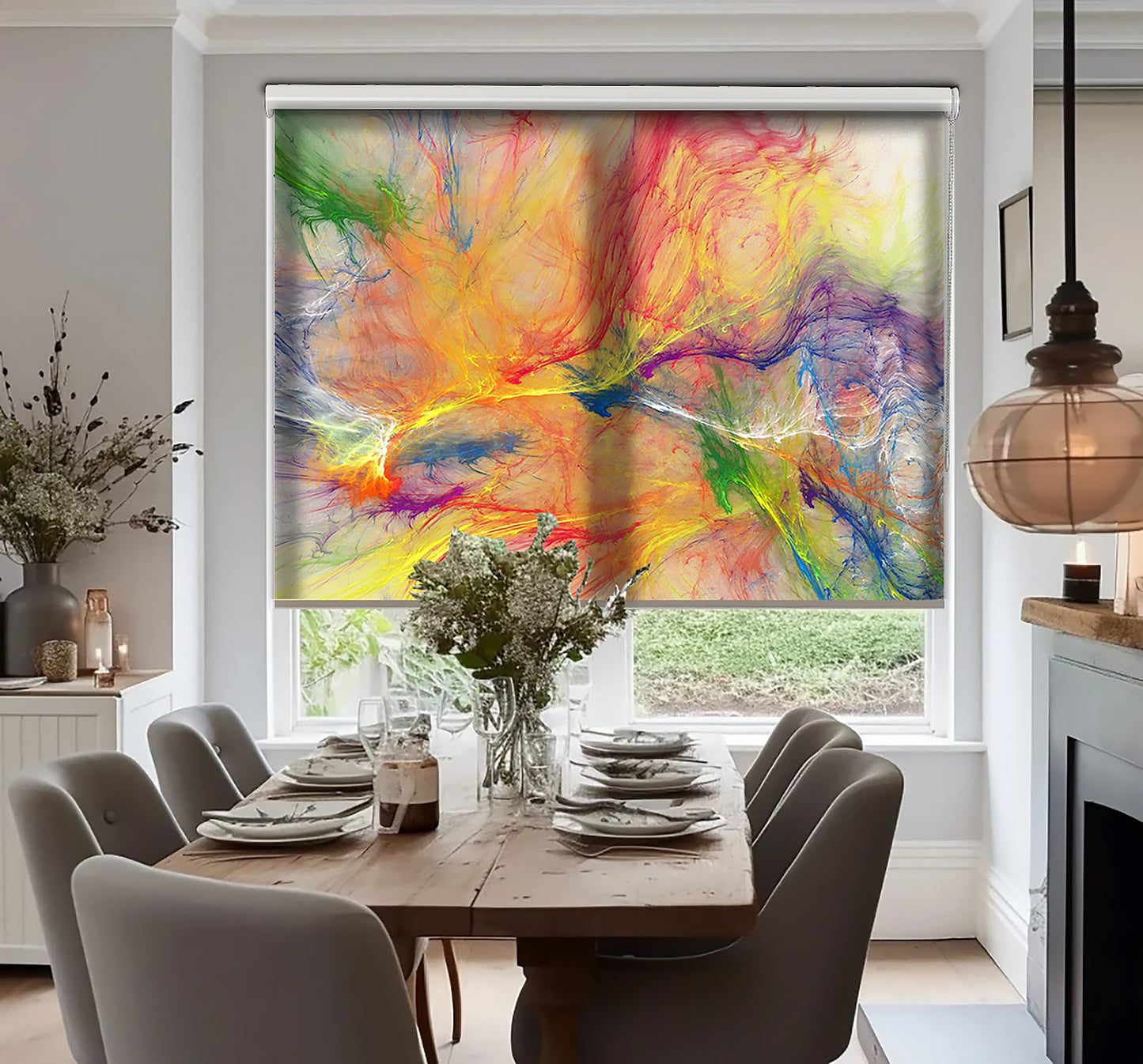 Karışık Renkler Baskılı Stor Perde - Baskılı Güneşlik Perdesi - Genç Odası Perdesi - AD HOME Tekstil