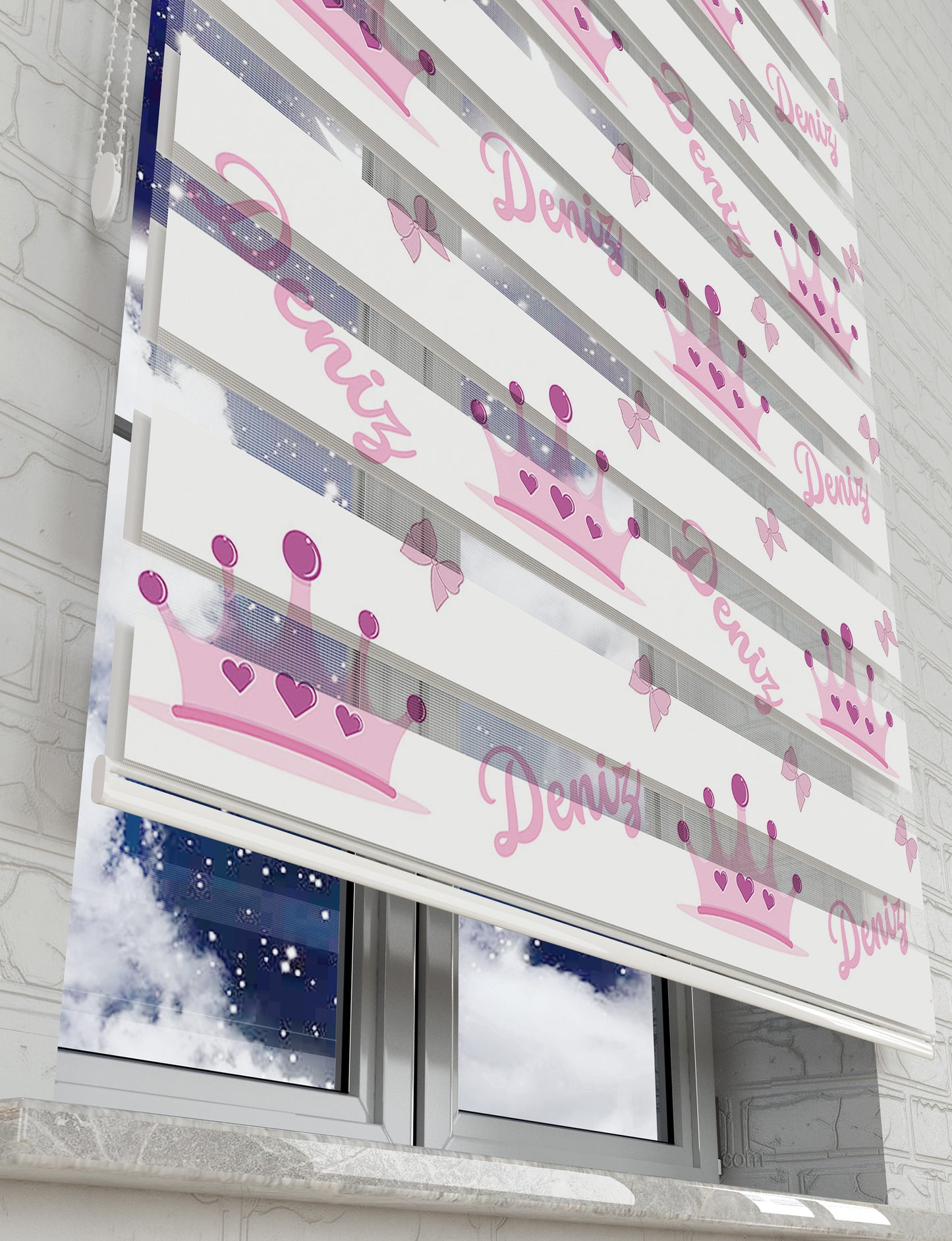isme özel kız bebek Baskılı Zebra Perde - Kız Çocuk Odası Perdesi - AD HOME Tekstil