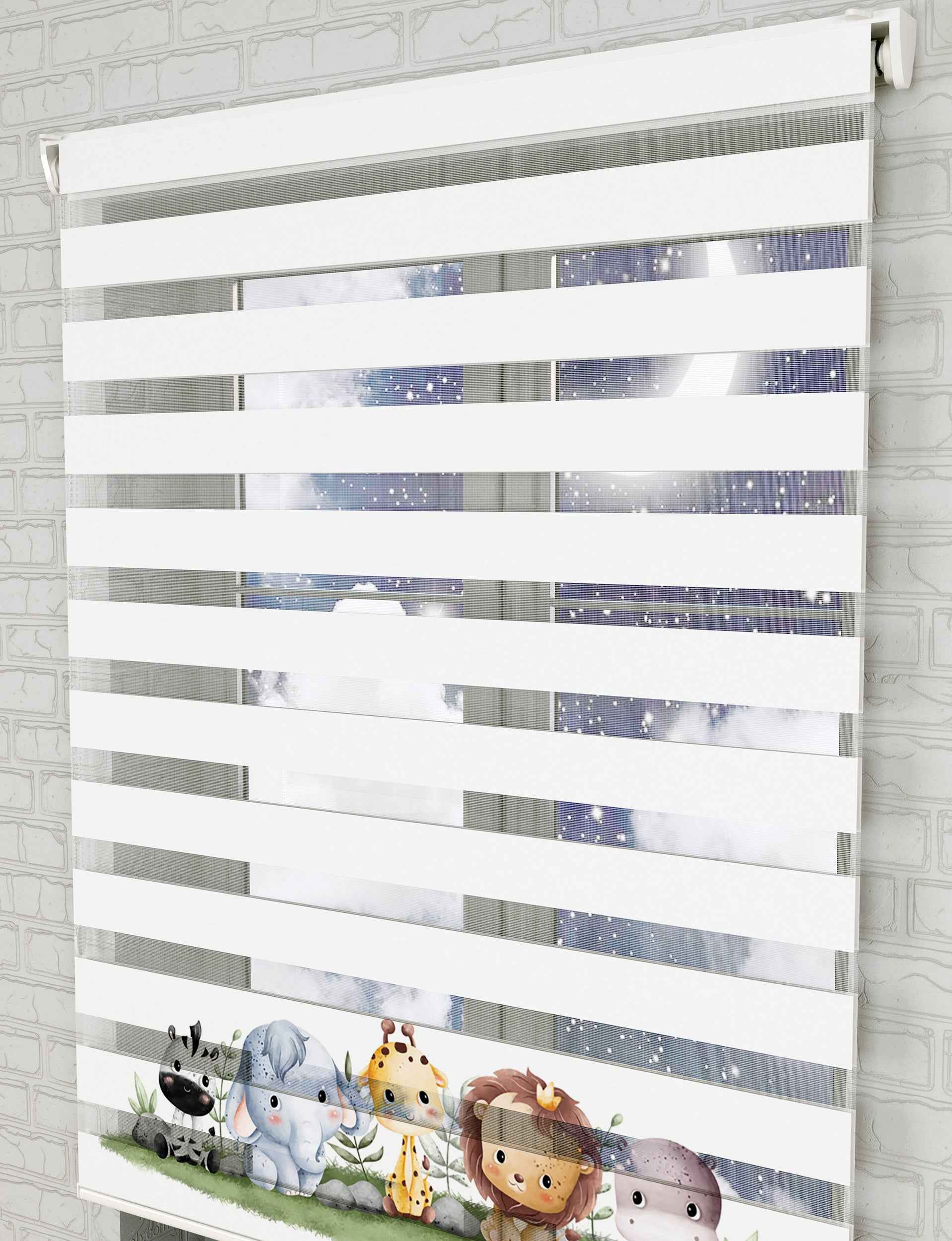Sevimli Hayvanlar Baskılı Zebra Perde - Bebek Odası Perdesi - AD HOME Tekstil