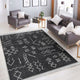 Siyah Kilim Motifli Baklava Desenli Geometrik Salon Halısı