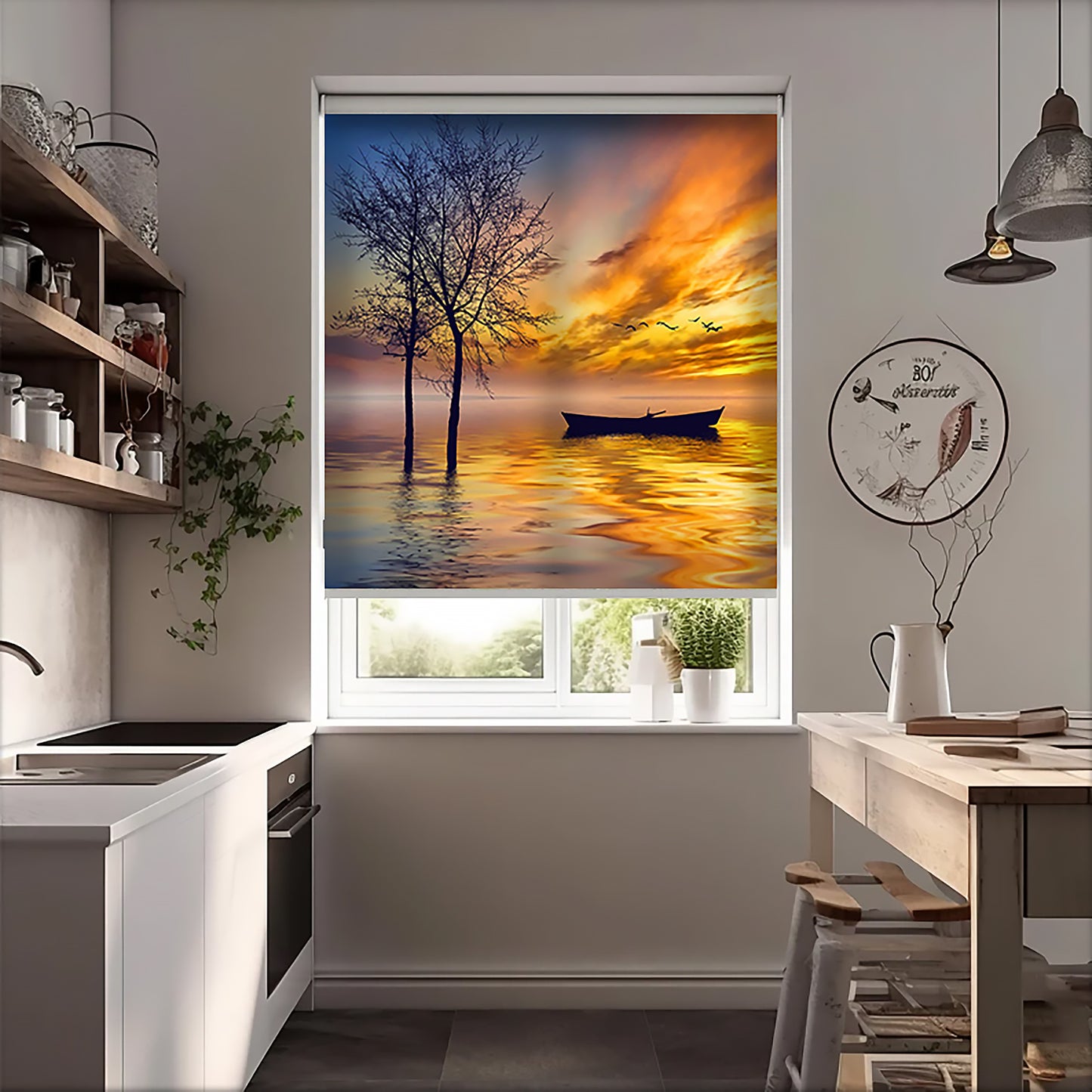 Gün Batımı Manzara Baskılı Stor Perde - Baskılı Güneşlik Perdesi - Salon Perdesi - AD HOME Tekstil