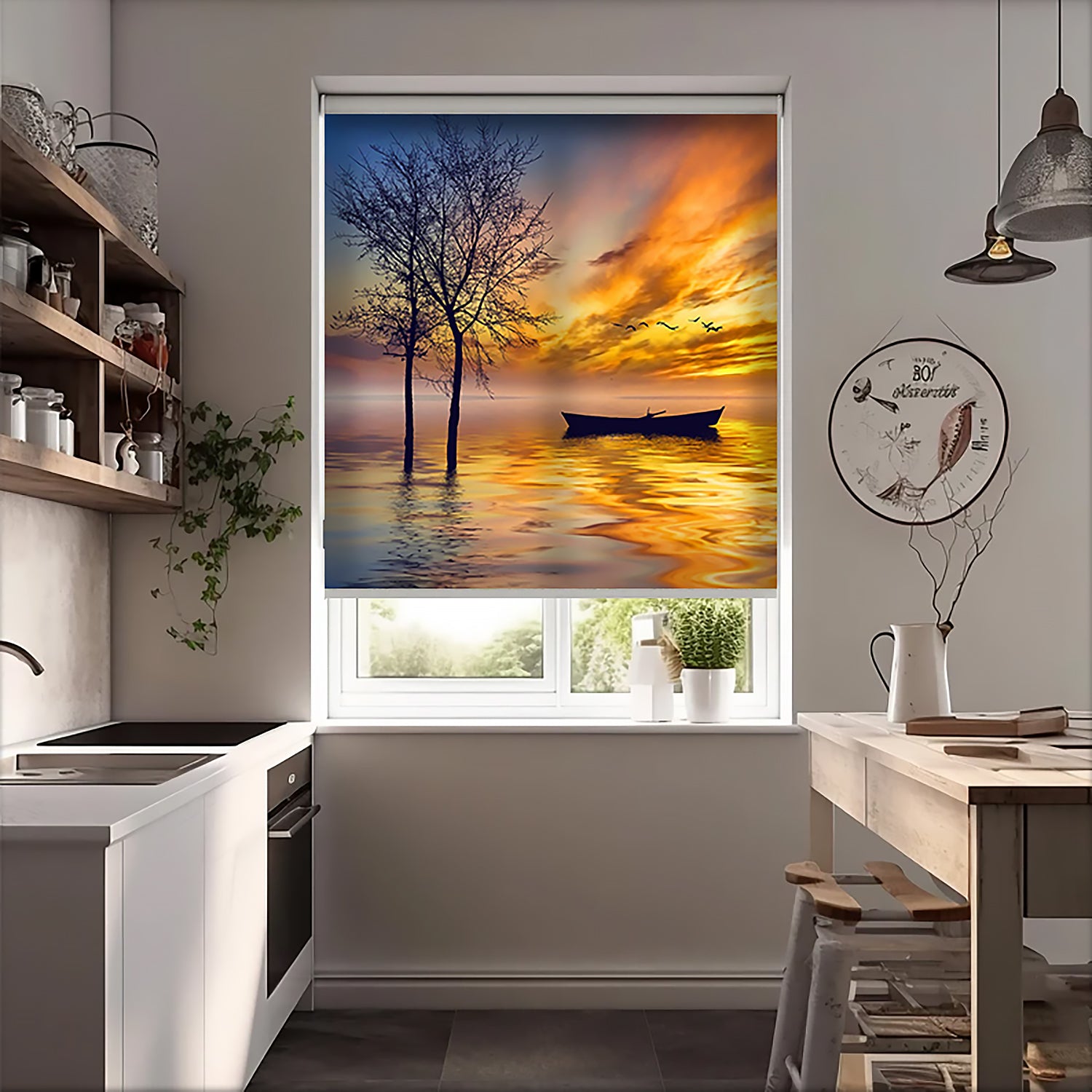 Gün Batımı Manzara Baskılı Stor Perde - Baskılı Güneşlik Perdesi - Salon Perdesi - AD HOME Tekstil