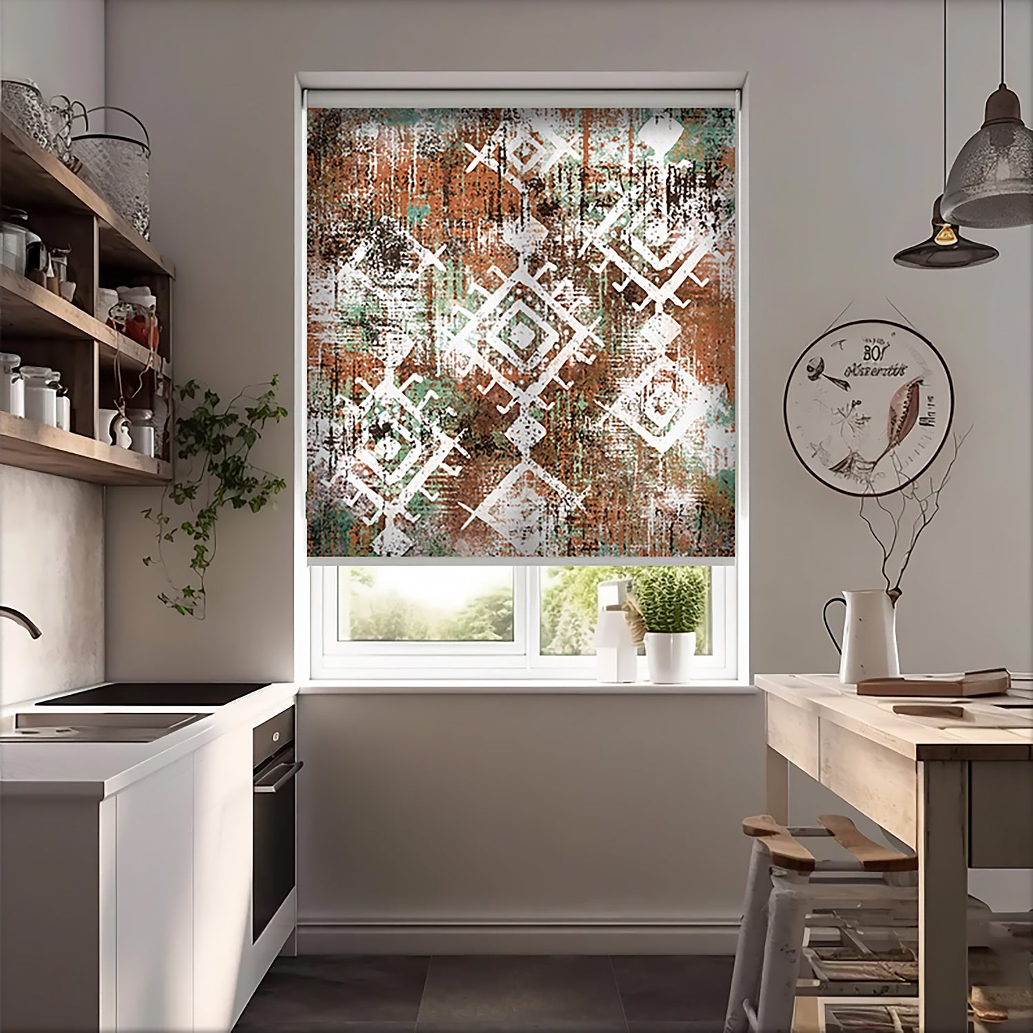 Vintage İşlemeli halı Motif Baskılı Stor Perde, Salon Perde, Mutfak Perde, Yatak Odası Perde - AD HOME Tekstil