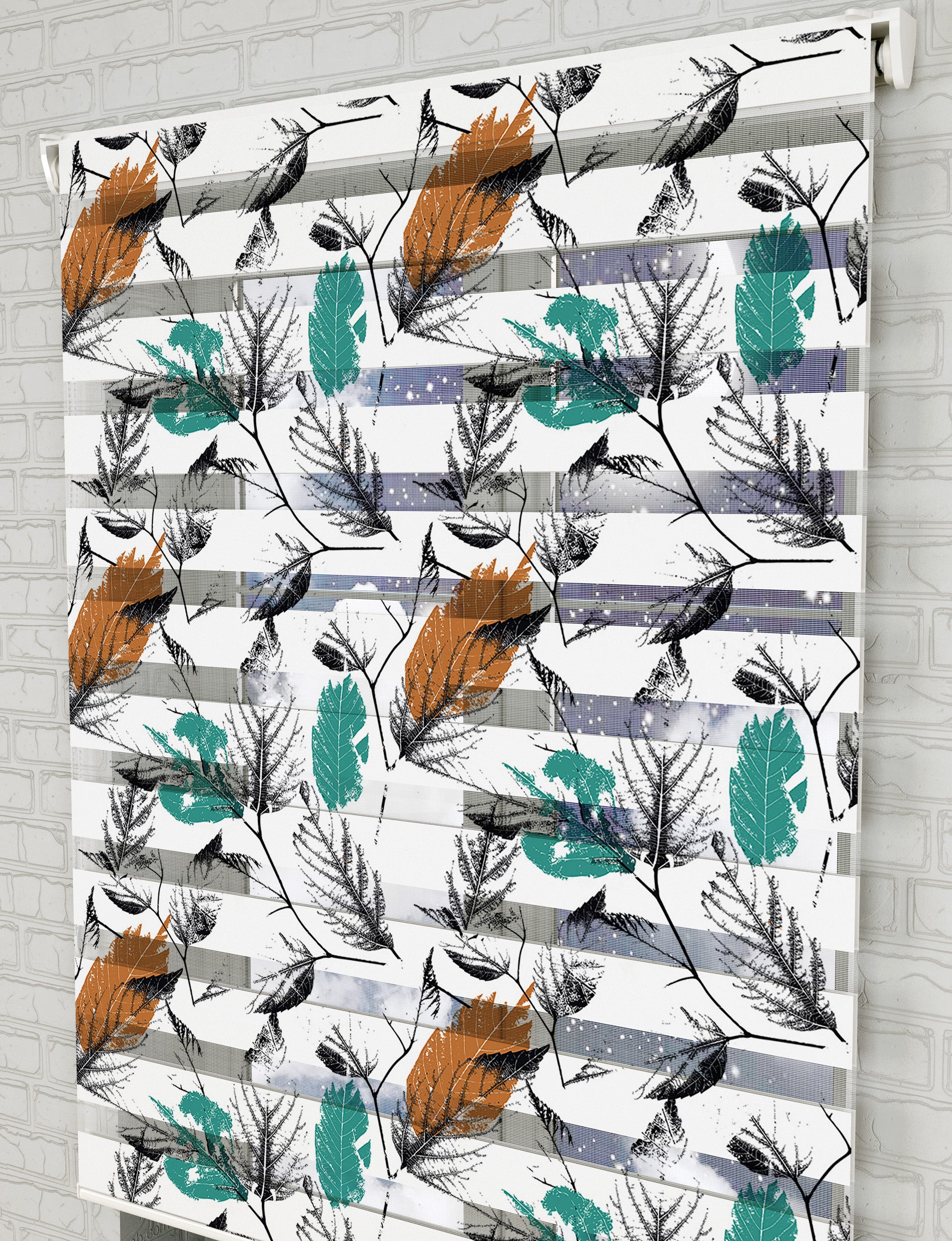 İnce Dallar Baskılı Zebra Perde -Mutfak Perdesi - AD HOME Tekstil