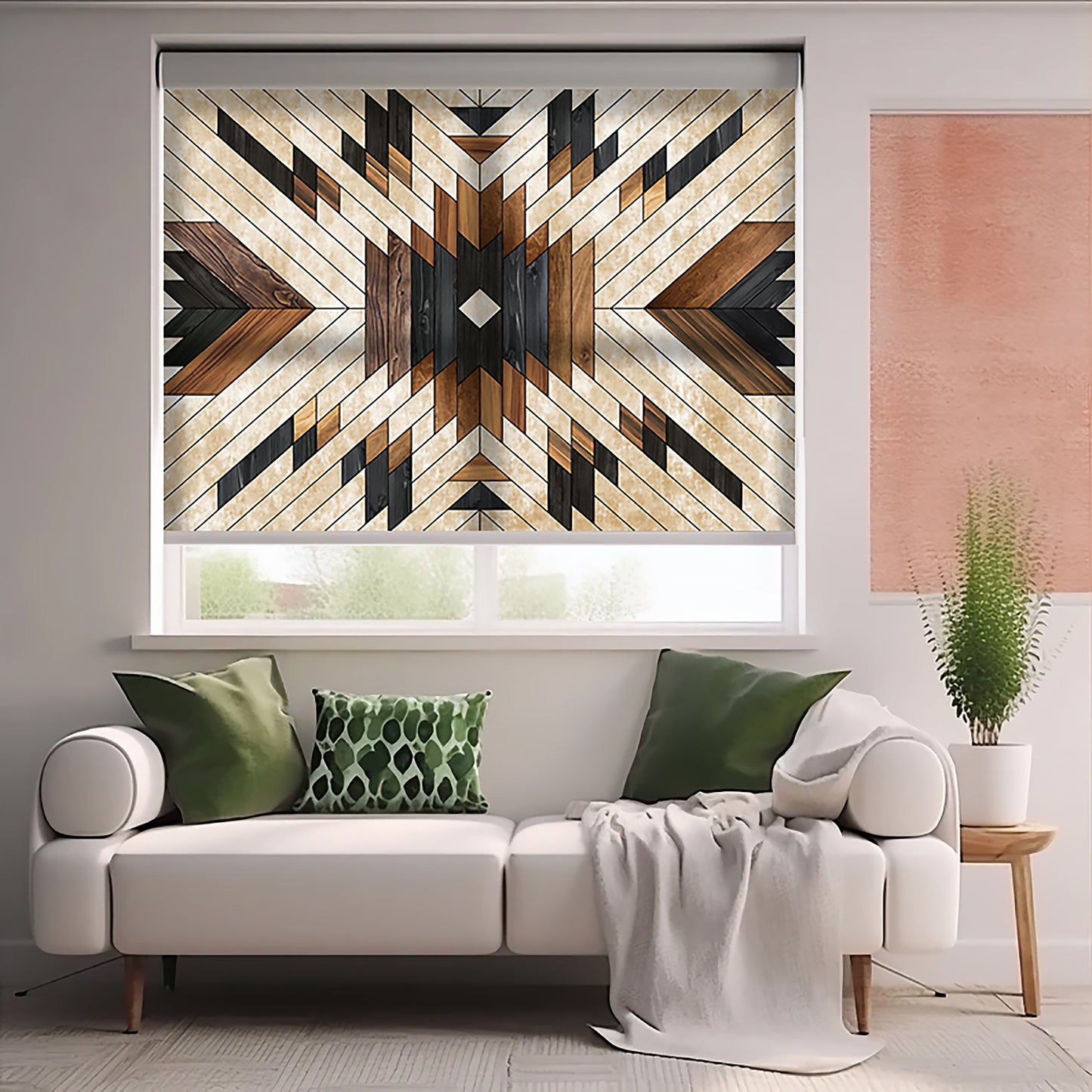 Modern Damask Baskılı Stor Perde - Güneşlik - Salon Perde, Mutfak Perde, Yatak Odası Perde,