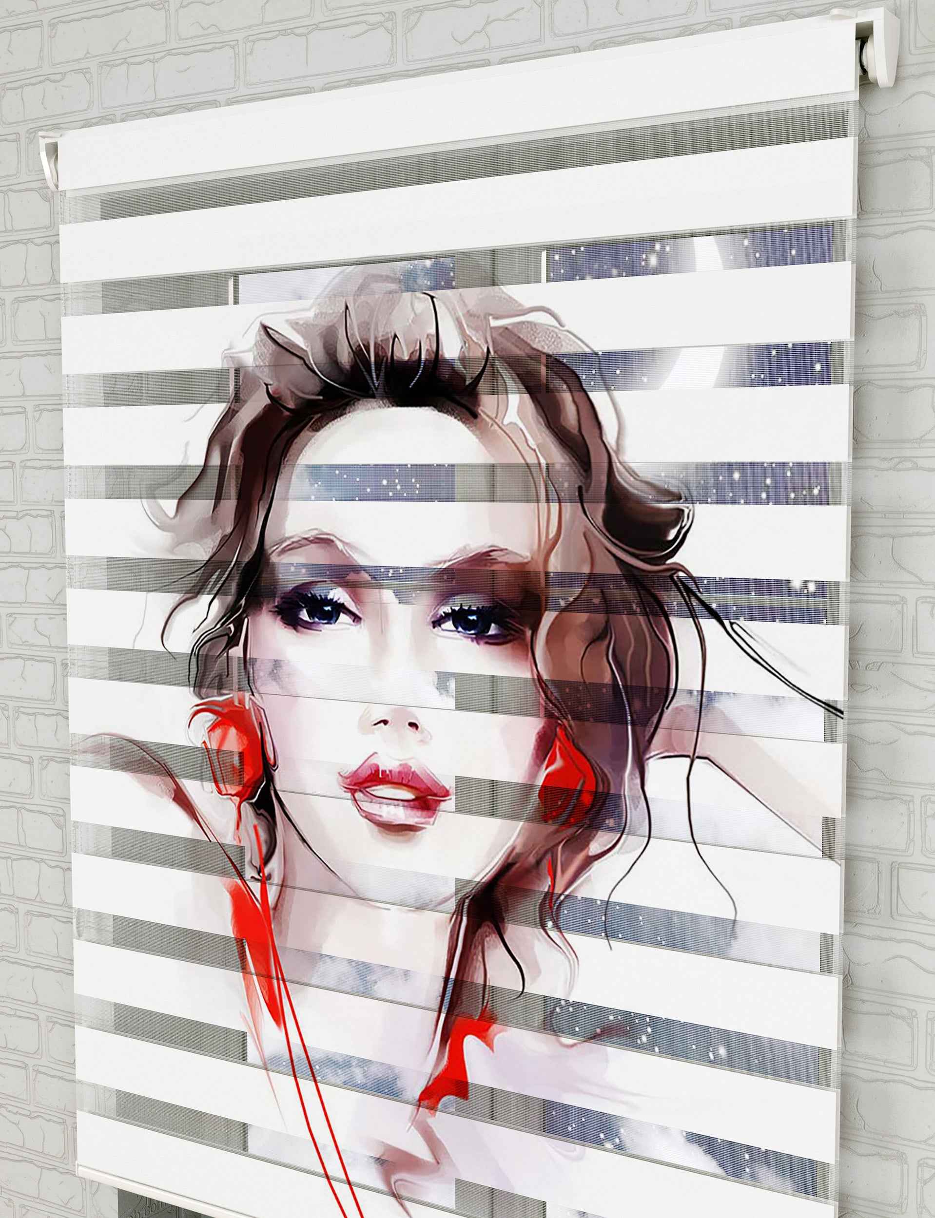 İllustrasyon Baskılı Zebra Perde - Genç Odası Perdesi - AD HOME Tekstil