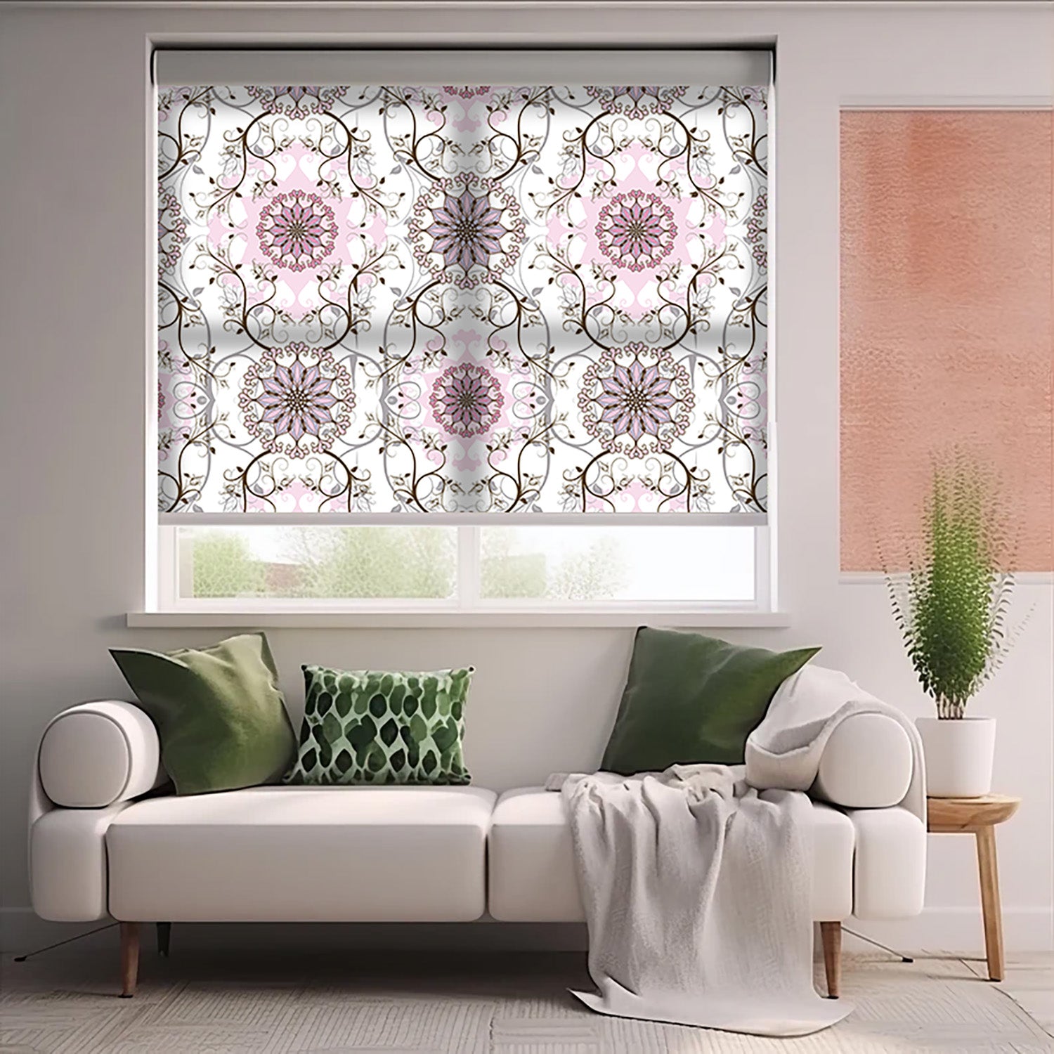 Geometrik Baskılı Stor Perde - Baskılı Güneşlik Perdesi - Salon Perdesi