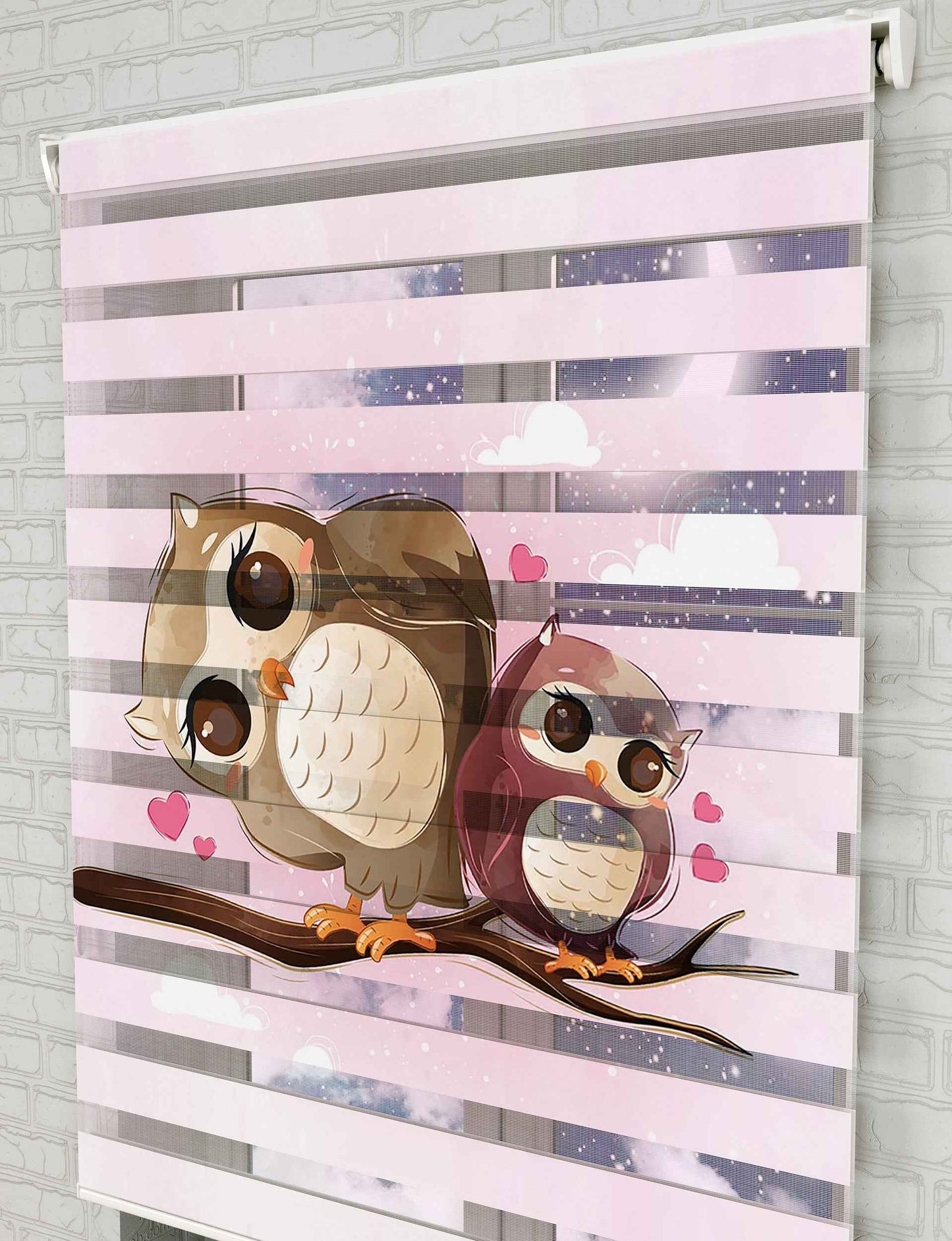 Baykuşlar Baskılı Zebra Perde -Bebek Odası Perdesi - AD HOME Tekstil
