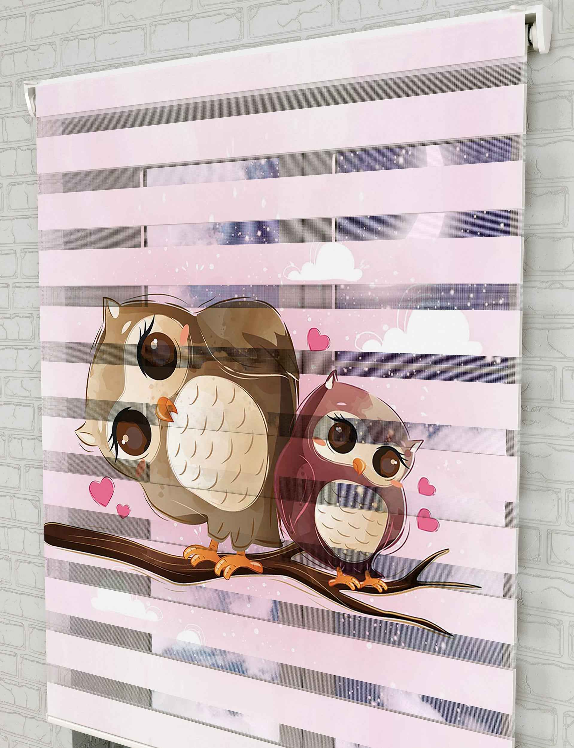 Baykuşlar Baskılı Zebra Perde -Bebek Odası Perdesi - AD HOME Tekstil