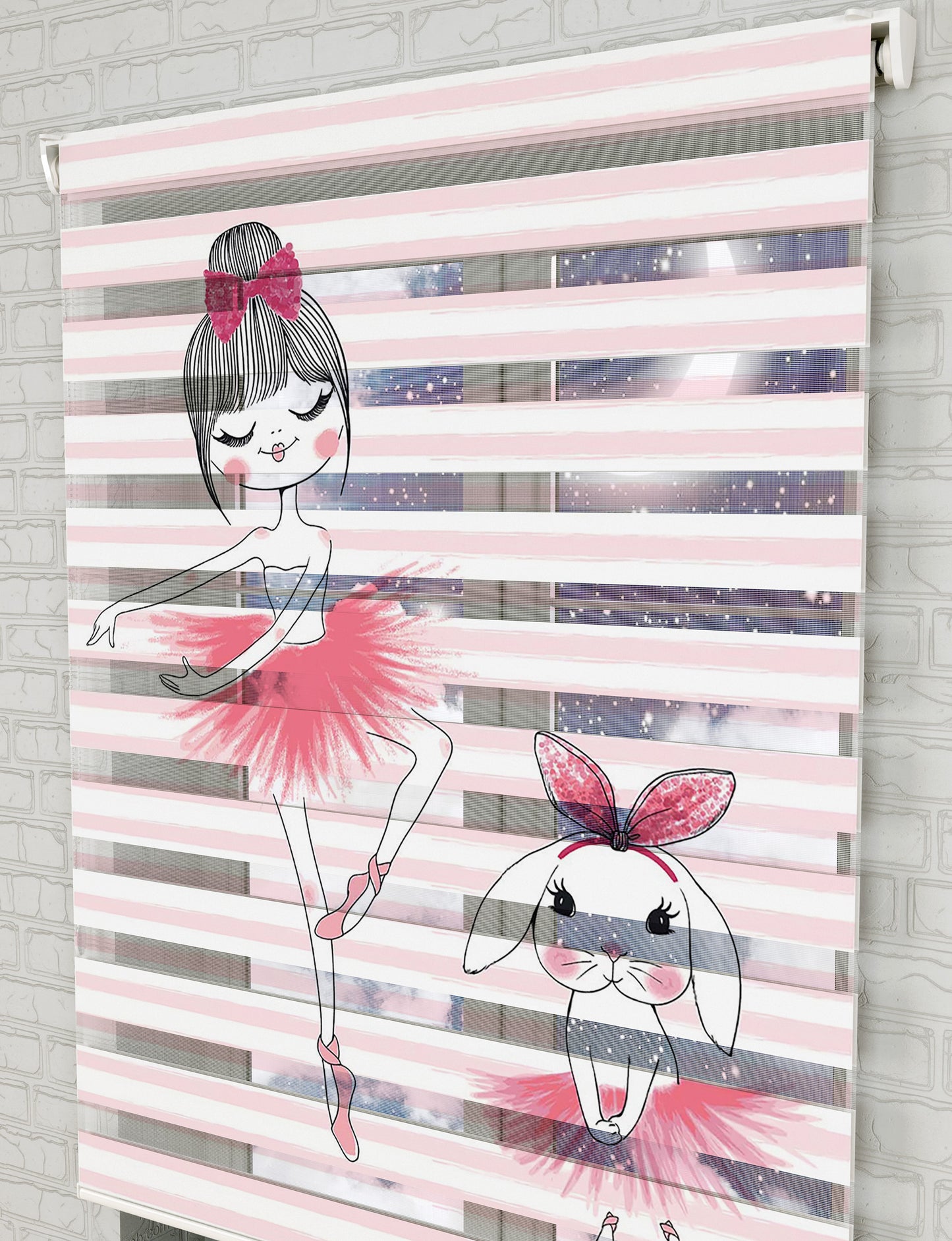 Balerin Vektör Baskılı Zebra Perde -Bebek Odası Perdesi - AD HOME Tekstil