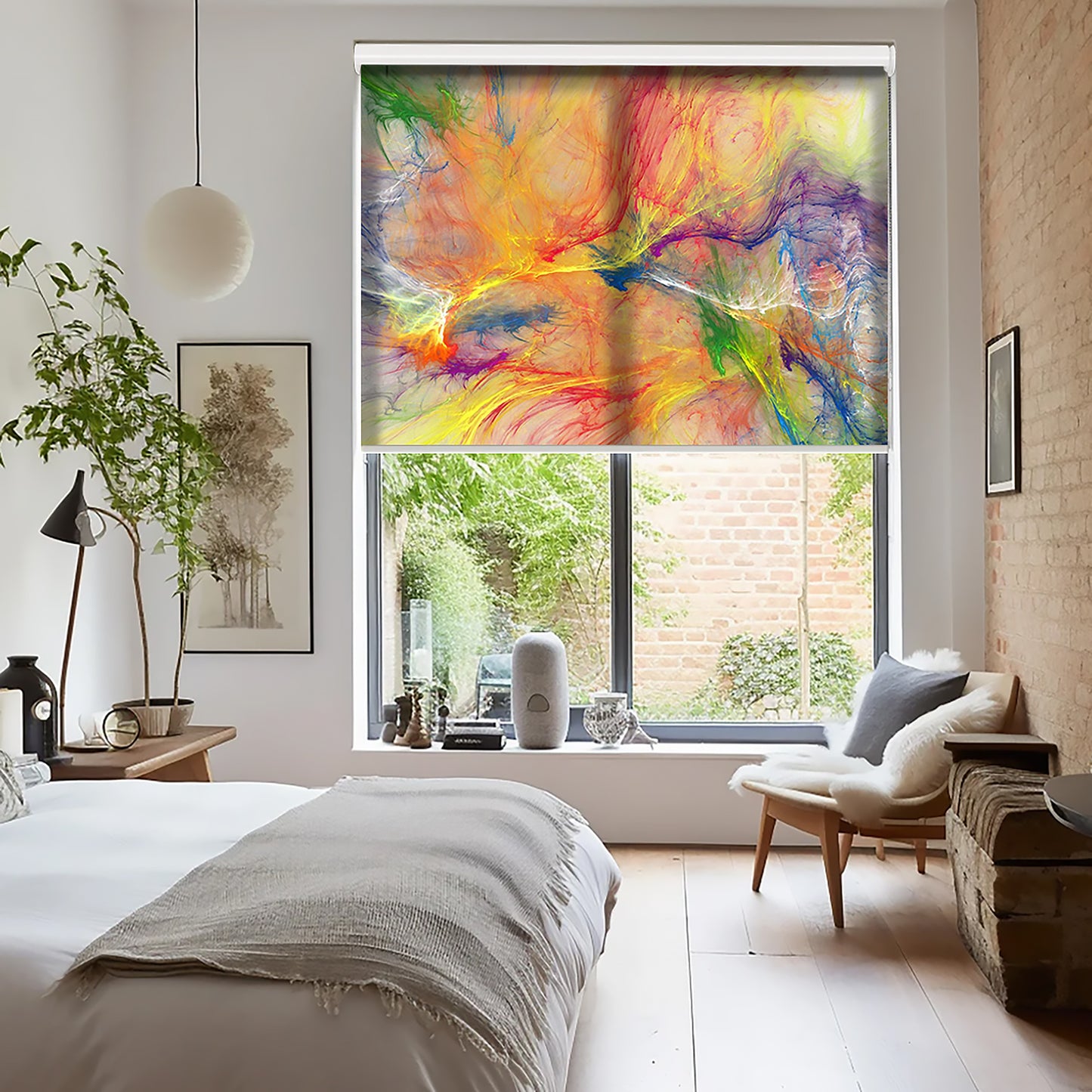 Karışık Renkler Baskılı Stor Perde - Baskılı Güneşlik Perdesi - Genç Odası Perdesi - AD HOME Tekstil