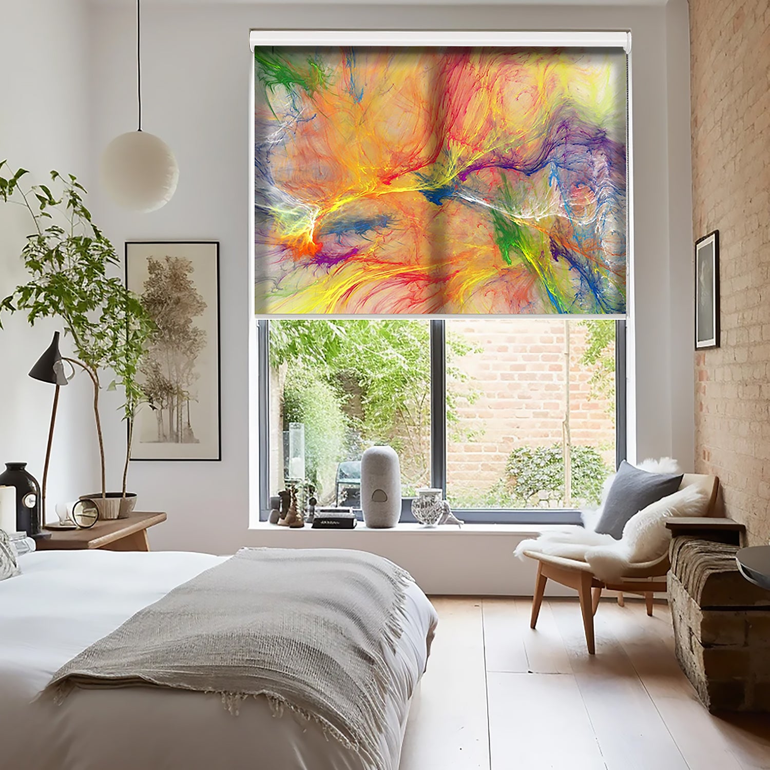 Karışık Renkler Baskılı Stor Perde - Baskılı Güneşlik Perdesi - Genç Odası Perdesi - AD HOME Tekstil