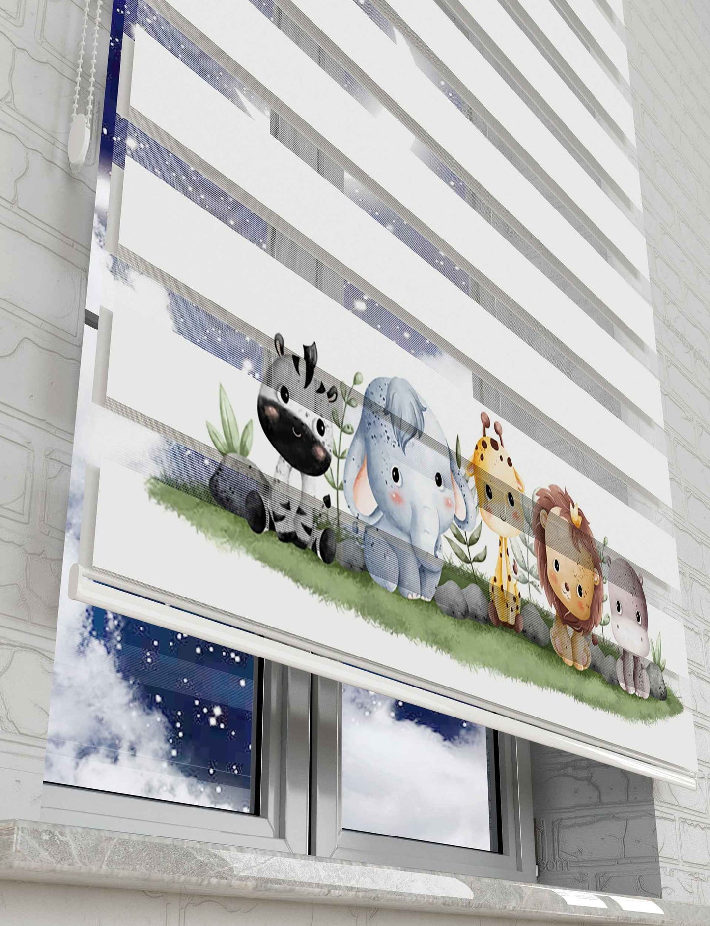 Sevimli Hayvanlar Baskılı Zebra Perde - Bebek Odası Perdesi - AD HOME Tekstil