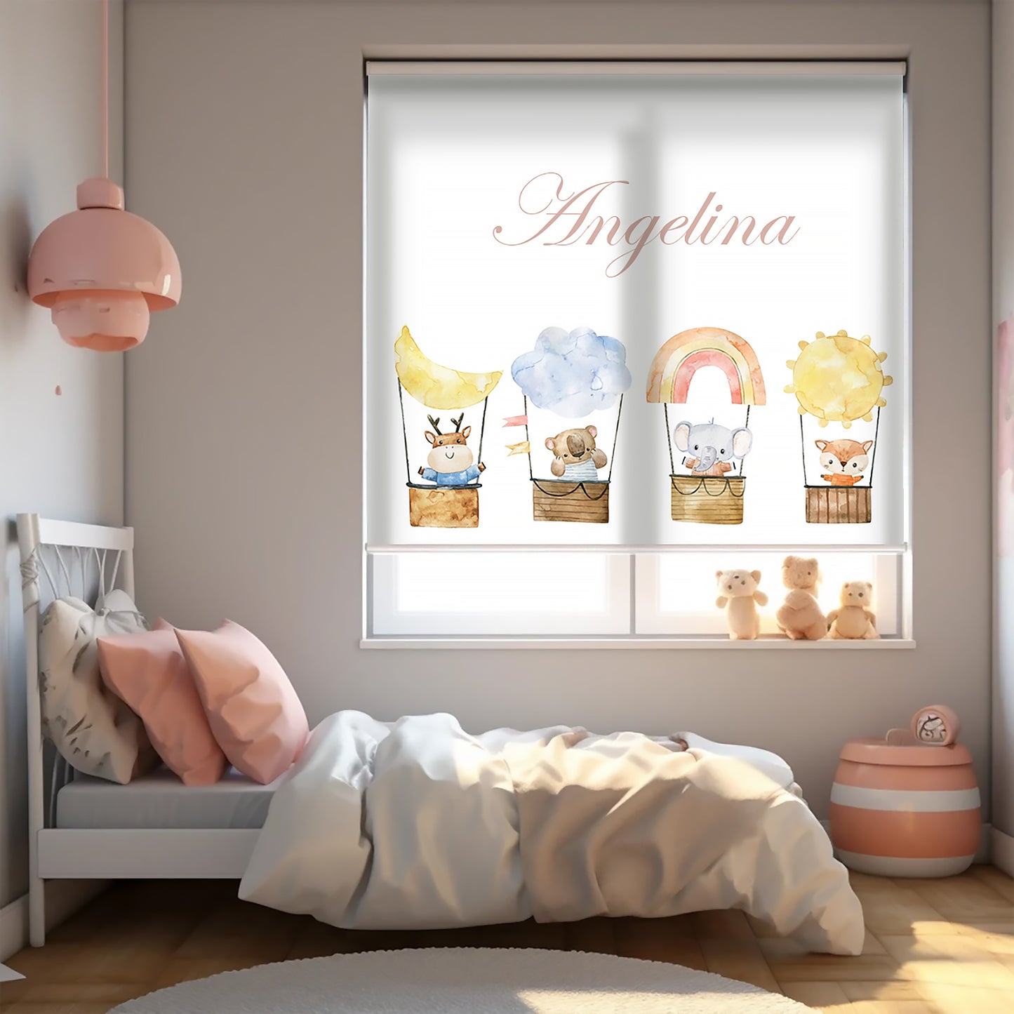 Ay Bulut Gökkuşağı Baskılı Stor Perde - Güneşlik, Bebek Odası Perde, Erkek Çocuk Odası Perde - AD HOME Tekstil