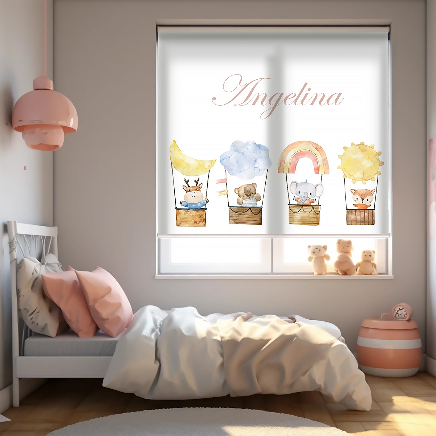 Ay Bulut Gökkuşağı Baskılı Stor Perde - Güneşlik, Bebek Odası Perde, Erkek Çocuk Odası Perde - AD HOME Tekstil