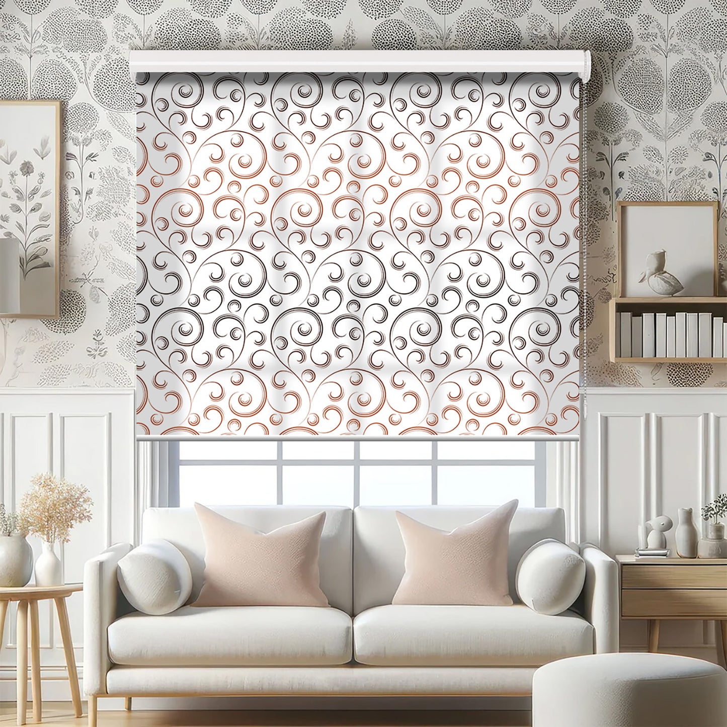 Geometrik Baskılı Stor Perde - Baskılı Güneşlik Perdesi - Salon Perdesi - AD HOME Tekstil